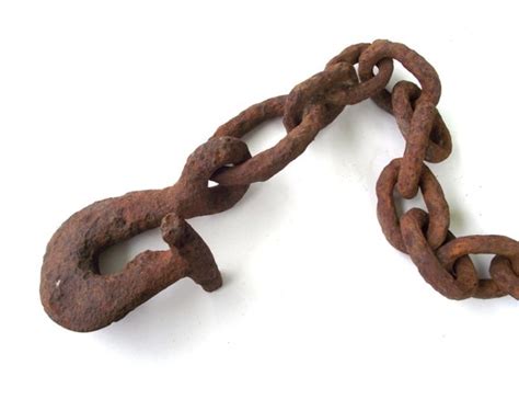 Large Antique Chain Hand Forged Logging Chain and Hook by gazaboo