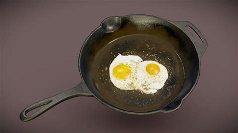 Cast iron frying pan with eggs - Buy Royalty Free 3D model by Chili990 [4d9996a] - Sketchfab Store