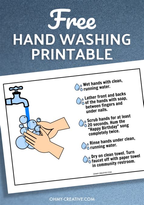 Free Printable Hand Washing Sign - Oh My Creative