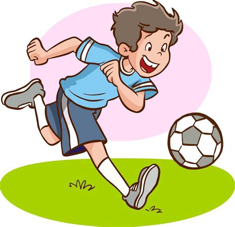 menino jogando vetor de desenhos animados de futebol 18807797 Vetor no ...