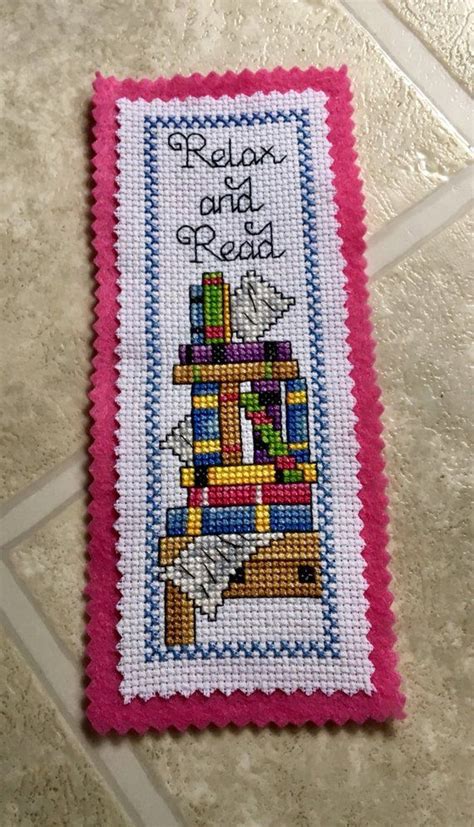 Counted Cross Stitch Relax and Read Bookmark/magnet Free Ship US only | Cross stitch bookmarks ...