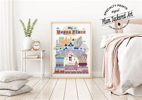 My Happy Place / INSTANT DOWNLOAD / Printable Wall Décor / Disneyland / Artwork Travel Poster ...