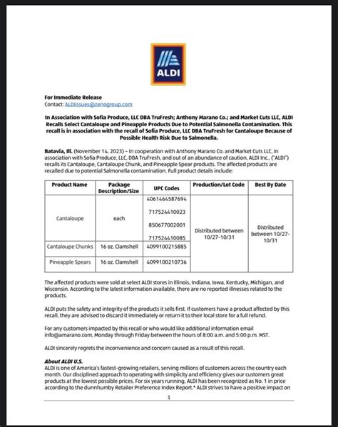 Cantaloupe and pineapple recall because of salmonella : r/aldi