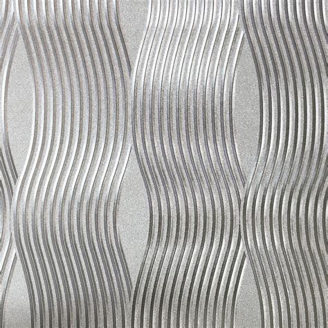 FOIL WAVE WALLPAPER METALLIC VINYL - SILVER 294501 - ARTHOUSE | eBay | Silver wallpaper, Silver ...