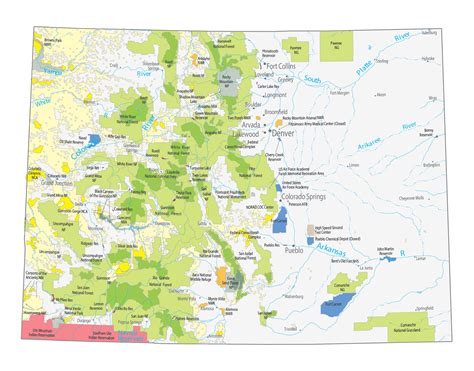 Colorado State Map - Landmarks and Places - GIS Geography