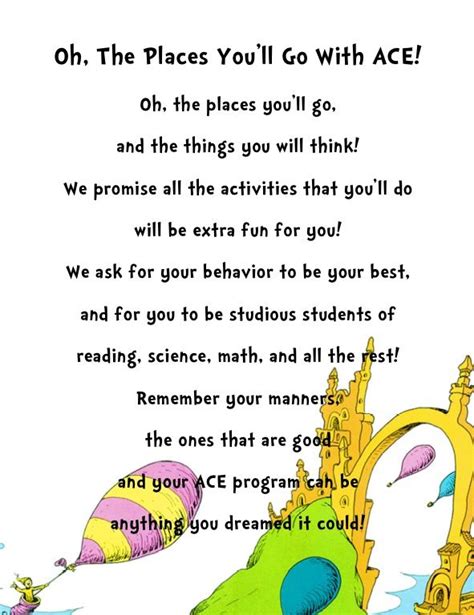 Oh the places you'll go! Class poem Summer School, School Year, Back To ...