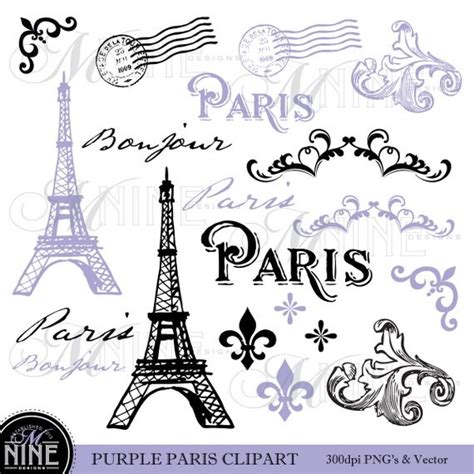 Paris Clip Art: PURPLE PARIS Theme Clipart Vintage Paris