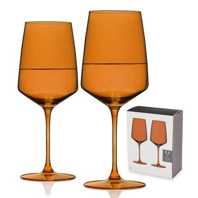 Viski Reserve Nouveau Amber Colored Drinking Glasses - Crystal Wine Glasses Colorful Glassware ...