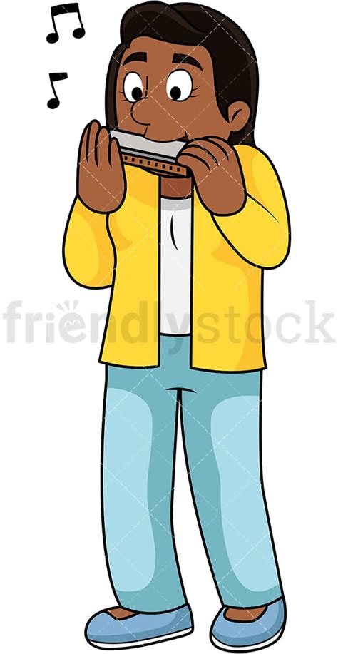 Black Woman Playing Harmonica Cartoon Vector Clipart - FriendlyStock