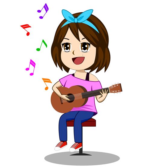 Cute girl playing guitar 686736 Vector Art at Vecteezy