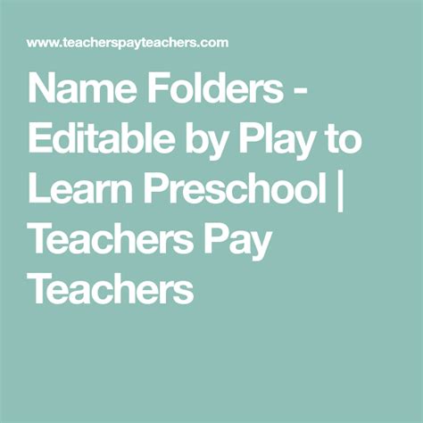 Name Folders - Editable | Name folder, Names, Play to learn