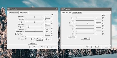 How to access advanced settings for the integrated webcam on Windows 10