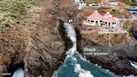 Aerial View Of The La Bufadora Marine Geyser Or Blowhole In Ensenada Punta Banda Peninsula ...