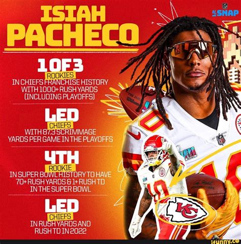 ISIAH PACHECO ROOKIES, IN CHIEFS FRANCHISE HISTORY WITH 1000+ RUSH ...