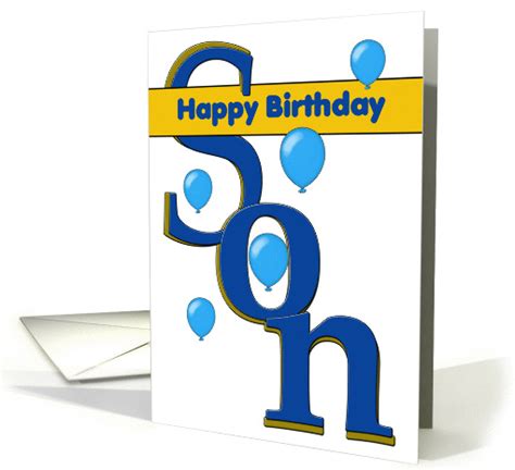 Happy Birthday Son, Balloons, Large Letters card (1452228)