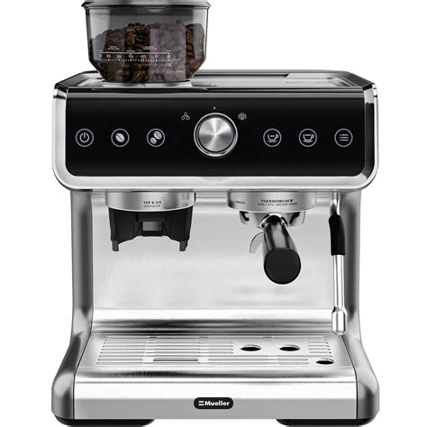 Mueller Premium Espresso Coffee Maker with Milk Frother, Coffee Grinder, 15 Bar, Complete ...