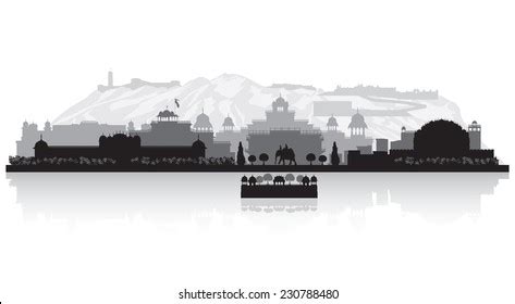 Jaipur India City Skyline Vector Silhouette Stock Vector (Royalty Free ...