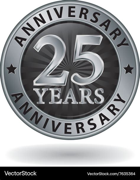 25 years anniversary silver label Royalty Free Vector Image