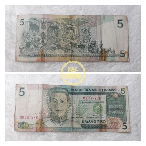 1898 - 1901 Emilio Aguinaldo commemorative five piso paper bill,. | Shopee Philippines