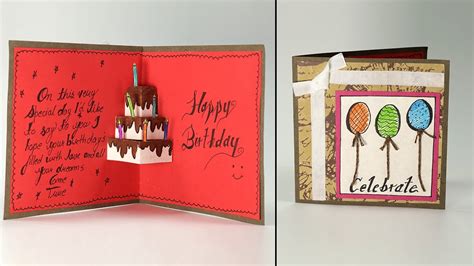 Handmade Birthday Greeting Card - Cake Pop Up Birthday Card Step By Step Tutorial - YouTube