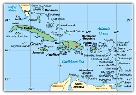 Information on the Caribbean Islands and Bahamas