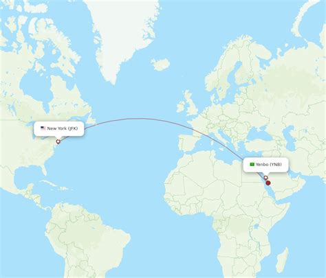 All flight routes from New York to Yanbu, JFK to YNB - Flight Routes