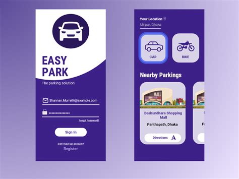 Parking App by Swapneel Biswas on Dribbble