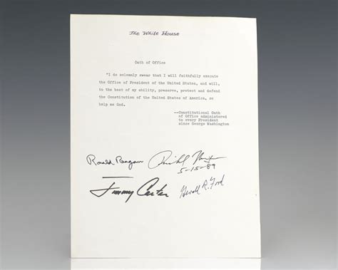 Constitutional Oath of Office Presidential Signed Document. - Raptis Rare Books | Fine Rare and ...