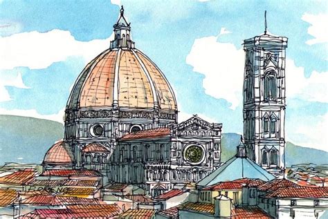 Florencia Santa Maria del Fiore Italia impresión de arte de la acuarela original - Etsy España ...