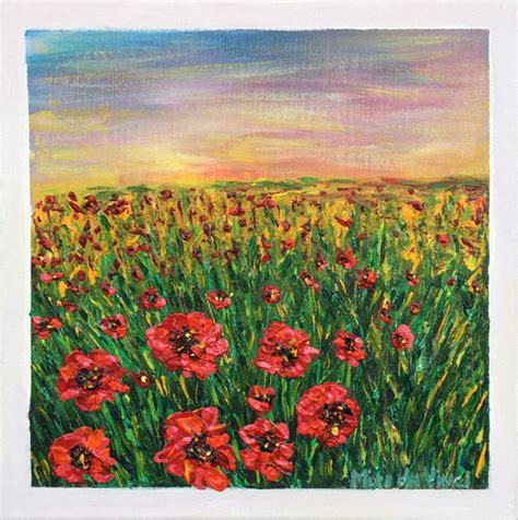 Poppies Field, Original Painting, Poppy , Painting by Olena Vasynovych ...