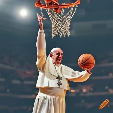 Pope francis, throwing a basketball, scoring a buzzer beater in the nba