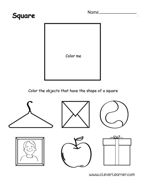 Free square shape activity sheets for school children