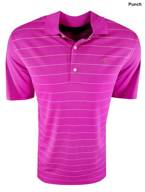 Greg Norman Mens Striped Front Golf Polo Shirts