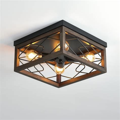 Industrial Ceiling Light, 4 Lights Farmhouse Semi Flush Mount Ceiling Fixture for Kitchen Island ...