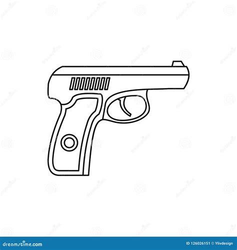 Gun icon in outline style stock illustration. Illustration of fire - 126026151