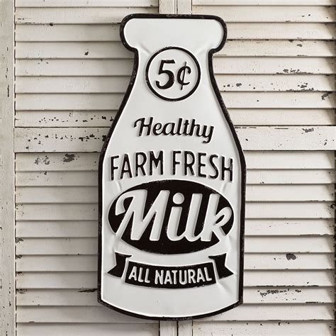 Vintage Farmhouse "Farm Fresh Milk" Metal Sign