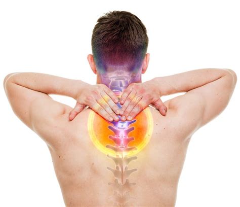 NECK Pain - Male Hurt Cervical Spine Isolated on White - REAL an Stock Image - Image of spine ...