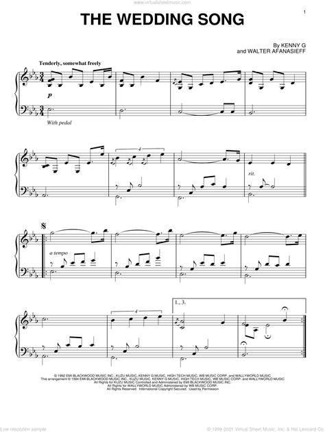 The Wedding Song sheet music for piano solo (PDF-interactive)