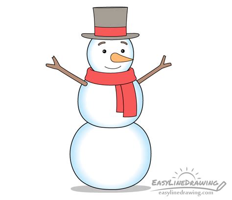 How to Draw a Snowman Step by Step - EasyLineDrawing