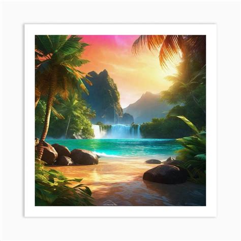 Tropical Landscape Painting 6 Art Print by Noctarius - Fy