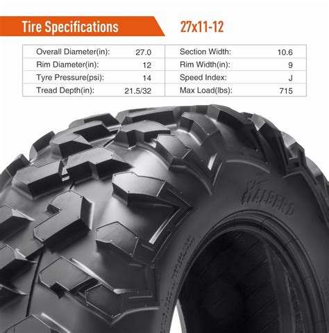 Set Of 4 27X9-12 27X11-12 ATV UTV Tires 6Ply 27X9x12 27X11x12 ...