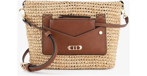 Dune Davenport Raffia And Leather Cross-body Bag | Lyst