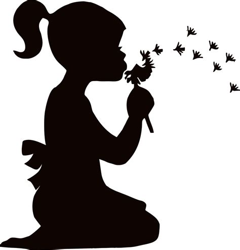 Blowing Child Dandelions transparent image | Silhouette clip art ...