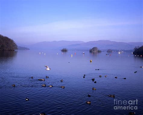 Winter view of Windermere a cold frosty morning Bowness on Windermere Lake District Cumbria ...