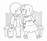 Little Boy And Girl kissing Outline Vector Cute Illustration For  sketch template