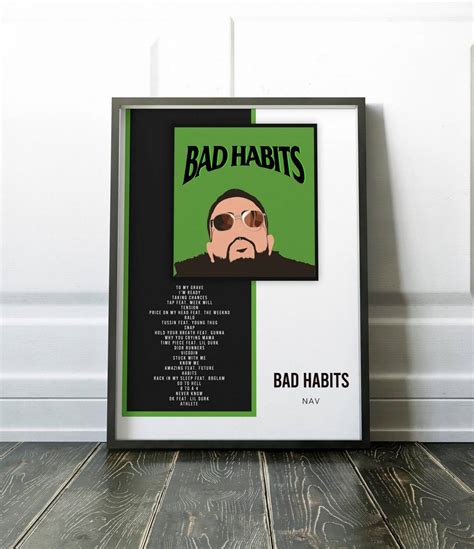 Nav Bad Habits Tracklist - Nav Album Cover – Poster | Canvas Wall Art ...