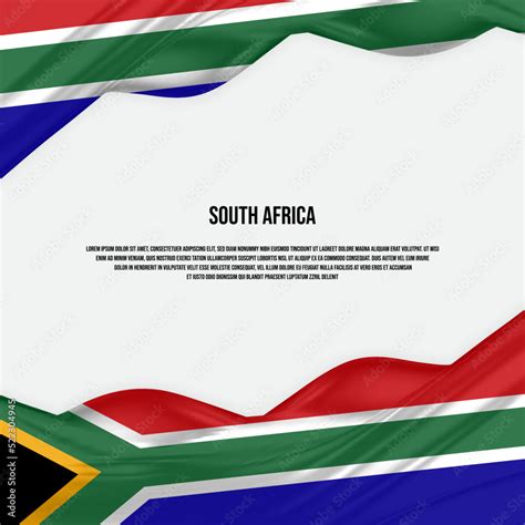 South Africa flag design. Waving South African flag made of satin or silk fabric. Vector ...