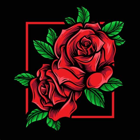 Premium Vector | Red roses vector logo ornament