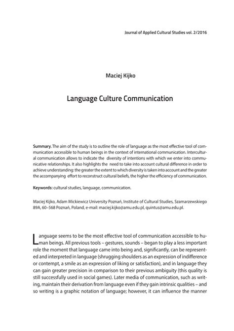 (PDF) Language Culture Communication