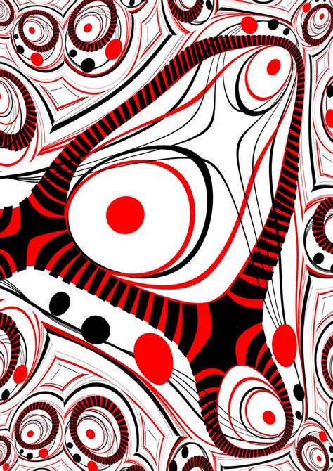 black white red abstract artwork